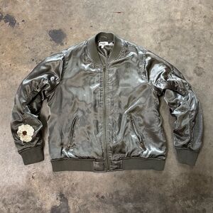 Charlotte Russe Metallic Sage Green Bomber Jacket